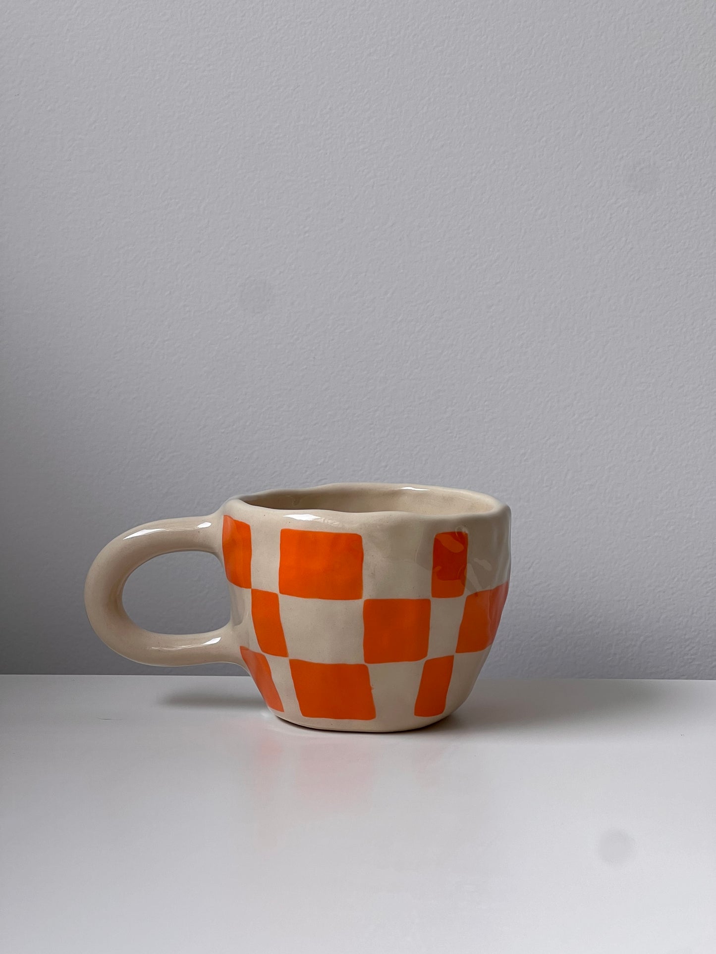 orange check mug